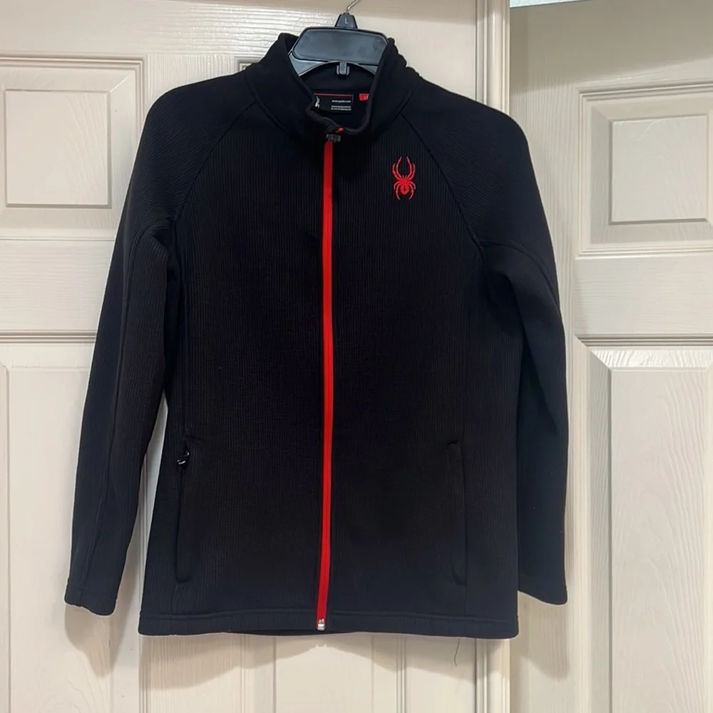 Spyder Black and Red‎ Full Zip Thermal Jacket Youth Size L14/16